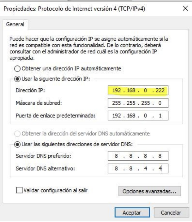 Configuración IP