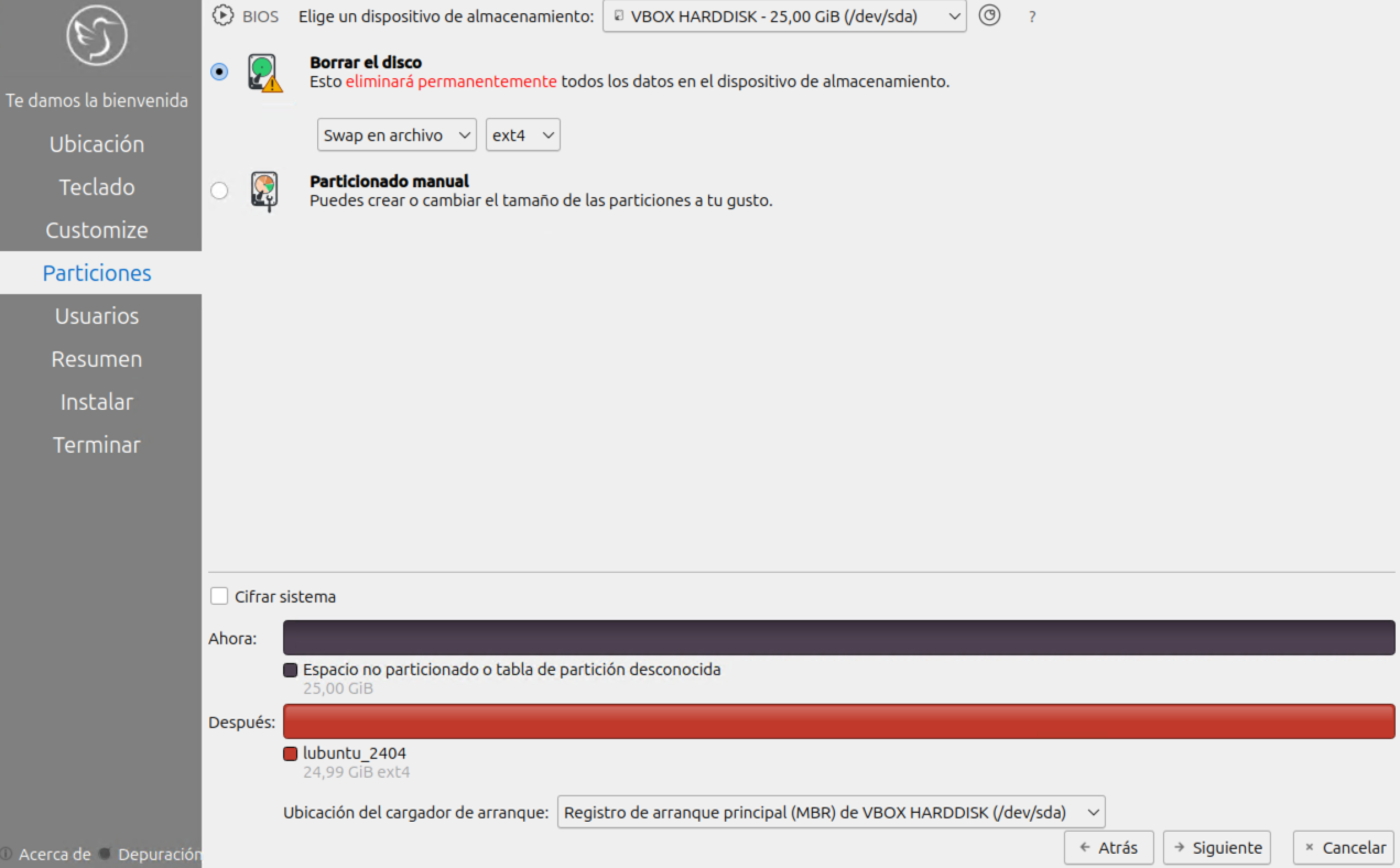 Particiones